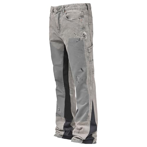 SWJGLITTR Herren Stacked Flared Jeans Y2K Streetwear Loose Fit Denim Pants Stacked Flared Hip Hop Jeans, Hellgrau, Groß SWJGLITTR Herren Stacked Flared Jeans Y2K Streetwear Loose Fit Denim Pants Stacked Flared Hip Hop Jeans, Hellgrau, Groß von SWJGLITTR