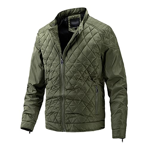 SWJGLITTR Herren Winter Warm Bomberjacke Männlich Diamant Gesteppt Casual Oberbekleidung Herren Langarm Casual Bombermantel, Grün (Army Green), M von SWJGLITTR