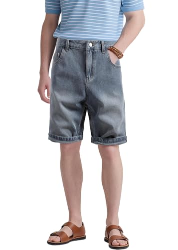 SWOAMER Herren Jeans Shorts Sommer Kurze Jeans Vintage Hose Herrenshorts Denim Freizeithose Western Hellblau XXL von SWOAMER