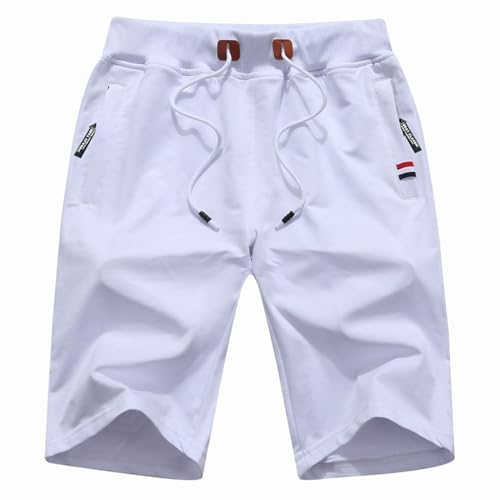 SWOAMER Herren Shorts Kurze Sporthose Baumwolle Sommer Hose Kurz Jogginghosen mit Reißverschluss Weiß XXL SWOAMER Herren Shorts Kurze Sporthose Baumwolle Sommer Hose Kurz Jogginghosen mit Reißverschluss Weiß XXL von SWOAMER