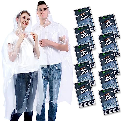 SWOGAA 10 Stück Regenponchos Damen Herren - 50% Extra Dick Durchsichtig Wasserdichte Regencape Leichtgewichts Regenschutz Regen Poncho von SWOGAA
