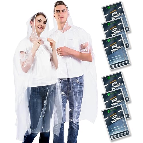 SWOGAA 6 Stück Regenponchos Damen Herren - 50% Extra Dick Durchsichtig Wasserdichte Regencape Leichtgewichts Regenschutz Regen Poncho von SWOGAA