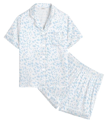 SWOMOG Satin Pyjama Mädchen Kurz Kinder Satin Pyjama mit Knopfleiste Jungen Seide Nachtwäsche Zweiteiliger Pjs Sets von SWOMOG