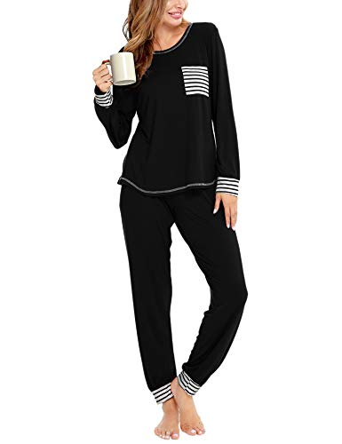 SWOMOG Schlafanzug Damen Lang Zweiteiliger Pyjama Weich Nachtwäsche Frauen Langarm Oberteile und Pyjamahose Hausanzug SWOMOG Schlafanzug Damen Lang Zweiteiliger Pyjama Weich Nachtwäsche Frauen Langarm Oberteile und Pyjamahose Hausanzug von SWOMOG