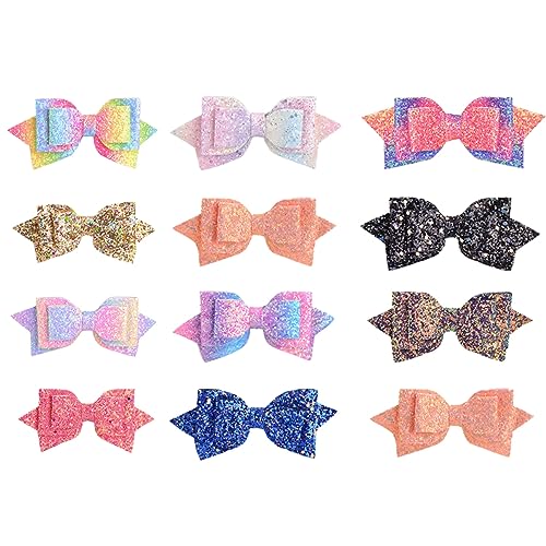 SWOOMEY 12 Stück Pailletten Haarspangen für Mädchen Glänzende Haarschleifen Clips Sicheres Material Buntes Design für Kinder für Partys und Alltag von SWOOMEY