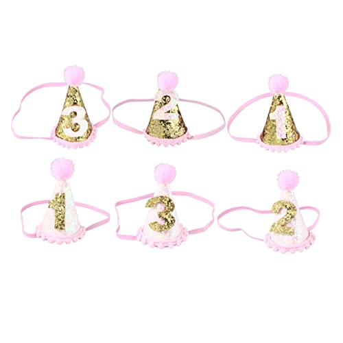 SWOOMEY 1stk Baby Haargummis Bälle Basteln Baby-haargummi Geburtstagsparty-hut Mädchen Stirnband Goldene Haaraccessoires Haargummis Für Mädchen 2 Jahre Rosa Papierhut Kleinkind Prinzessin von SWOOMEY