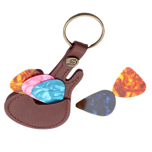 SWOOMEY Gitarrenplektrenhalter Tasche in Gitarrenform Mit Schlüsselanhänger Für Plektrenaufbewahrung Gitarrenplektren Organizer Schlüsselbundhalter Gitarrenplektrenetui Halterung Für von SWOOMEY