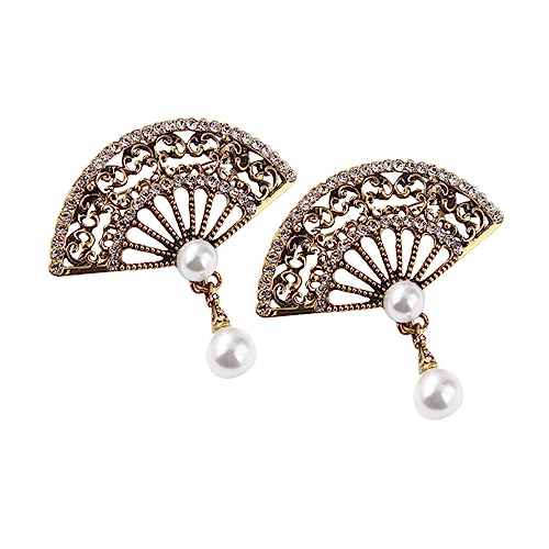 SWOOMEY 2stücke Zinklegierung Broschen Strasssteinen Für Hochzeitsbankette Party Und Bankettbroschen Fächerförmig Mit Perlenanhänger von SWOOMEY