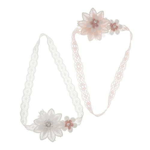 SWOOMEY 2 Stück Blumen Haarbänder Elastische Haarschmuck für Neugeborene Kleinkinder Lace Kopfbedeckung mit Floralem Design für Fotoshootings Täglichen Gebrauch von SWOOMEY