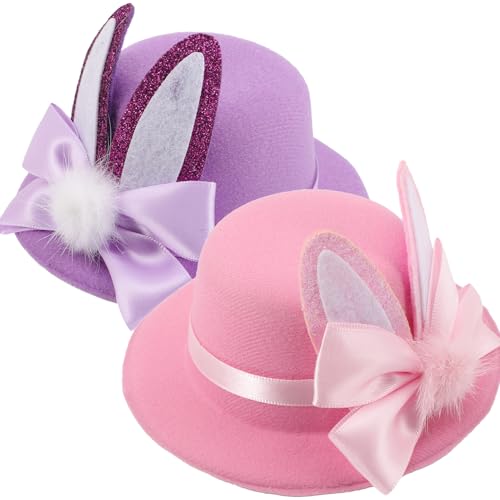 SWOOMEY 2 Stück Osterdekoration Stirnbänder Süße Mütze Kaninchen Kindermütze Set Kleinkind Halloween Mütze Beanie Hase Partykleid Hüte Haarspangen Clips Haarspitzen Metall von SWOOMEY