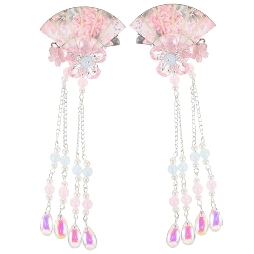 SWOOMEY 2 Stück Teiliges Haarschmuck mit Quasten und Blumen für Damen Traditionelle Hanfu Haarklammern aus Leichtem mit Kristalldekor Schonend für Haare für Alltag Hochzeit und Cosplay von SWOOMEY