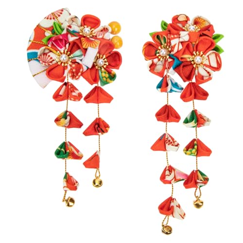 SWOOMEY 2 Stück Teiliges Japanische Haarklammern mit Blumen und Fächerdesign Vintage Haarschmuck Damen Leichte Praktische Haarspangen für Alltag Fotoshootings Hochzeiten und Festivals von SWOOMEY
