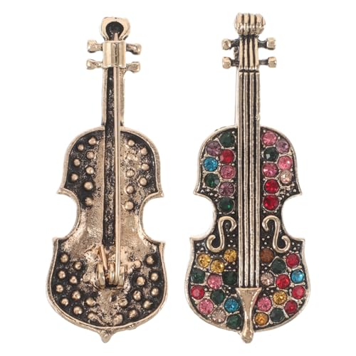 SWOOMEY 2 Vintage-Anstecknadeln: Violinenbroschen für Damen mit Strasssteinen – Stilvolle Vintage-Anstecknadeln für Schals und Strickjacken – Metallschmuck für Partys von SWOOMEY