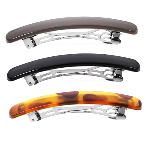 SWOOMEY 3 Stück Moderne Haar Snap Clips mit Leopardenmuster Rutschfest aus Resin und Edelstahl Vielseitige Styling Haarspangen für Feines und Dünnes Haar für Frauen von SWOOMEY