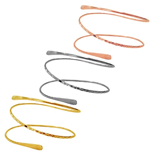 SWOOMEY 3 Stück Teiliges Damen Armband Verstellbare Metall Oberarmreifen Roségold Silber und Gold Stilvolle Armkettchen für Frauen als für Freundinnen für Besondere Anlässe von SWOOMEY
