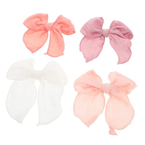SWOOMEY 4stücke Haarspangen Mit Schleife Für Mädchen Kleinkinder Und Junge Mädchen Haarschmuck Aus Sanftem Stoff Vielseitig Einsetzbar Für Partys Und Alltag von SWOOMEY