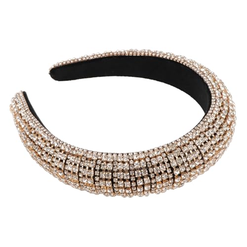 SWOOMEY Goldenes Barock Haarreif Damen Strass Stirnband Glänzend Breiter Haarring Elegant Party Kopfschmuck Mode Stirnband für Frauen von SWOOMEY