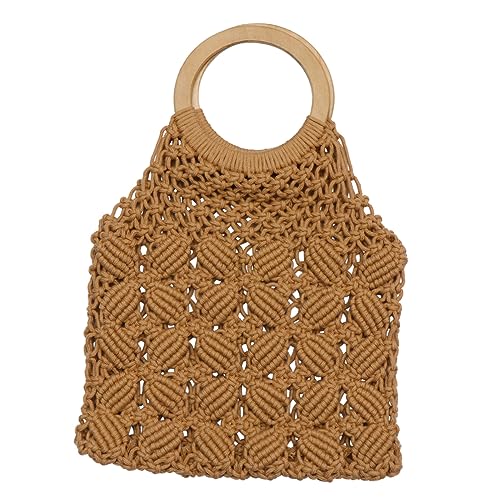 SWOOMEY Handgewebte Baumwollseil Tasche für Damen Strandhandtasche für Mädchen für Alltag Shopping und Freizeit Hellbraun SWOOMEY Handgewebte Baumwollseil Tasche für Damen Strandhandtasche für Mädchen für Alltag Shopping und Freizeit Hellbraun von SWOOMEY