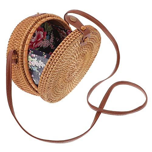 SWOOMEY Handgewebte Rattantasche Runde Umhängetasche Rattan für Damen Stilvolle Strand und Partytasche Vielseitig als Crossbody oder Schultertasche Nutzbar Einzigartiges Design für SWOOMEY Handgewebte Rattantasche Runde Umhängetasche Rattan für Damen Stilvolle Strand und Partytasche Vielseitig als Crossbody oder Schultertasche Nutzbar Einzigartiges Design für von SWOOMEY