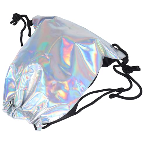 SWOOMEY Holographischer Damen Drawstring Rucksack Modischer Turnbeutel mit Großem Fassungsvermögen für Schule und Alltag Speziellem PU Material Silber und Praktisch SWOOMEY Holographischer Damen Drawstring Rucksack Modischer Turnbeutel mit Großem Fassungsvermögen für Schule und Alltag Speziellem PU Material Silber und Praktisch von SWOOMEY