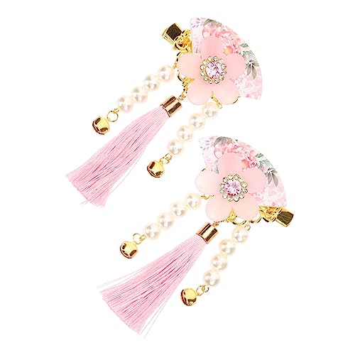 SWOOMEY Japanische Haarklammer mit Blüten und Quasten Traditioneller Haarschmuck für Kimono und Braut Sichere Haarnadel für Mädchen Farbintensiv und Bequem Tragbar Rosa Haarklammern von SWOOMEY