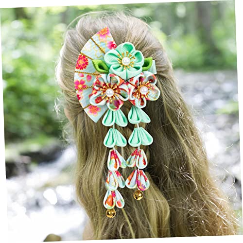 SWOOMEY Japanischer Haarschmuck mit Langem Quastenanhänger Leichter Stoff und Clip Langlebige Haarklammer Accessoire für Mädchen für Hochzeit Karneval und Partys von SWOOMEY