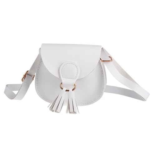 SWOOMEY Mini Crossbody Tasche mit Quasten Modische Weiße Umhängetasche mit Langlebigem Material Bequemer Breiter Schulterriemen Vielseitig Einsetzbar für Mädchen und Kleinkinder von SWOOMEY