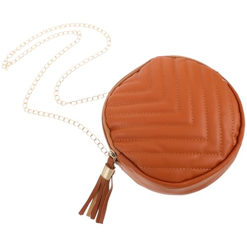 SWOOMEY Runde Umhängetasche: Runde Umhängetasche mit Quaste für Damen – Fransen-Schultertasche für Reisen, Einkaufen, Pendeln und den Alltag von SWOOMEY