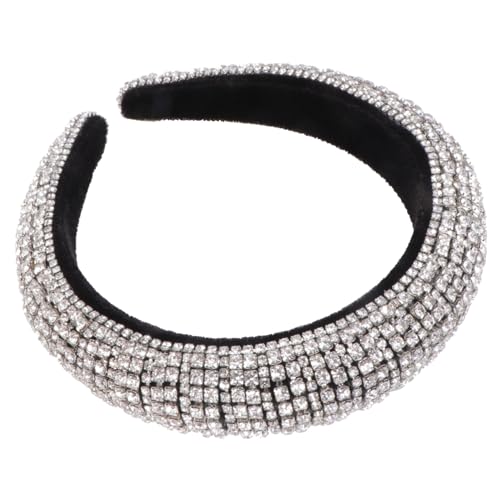 SWOOMEY Silbernes Barock Strass Haarreif Damen Langlebiger Rhinestone Haarring Breiter Glänzender Haarreifen für Party und Festliche Anlässe Auffälliger Haarschmuck für Frauen von SWOOMEY