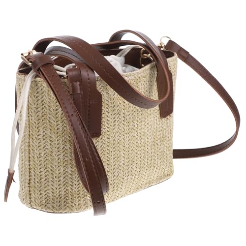 SWOOMEY Strandtasche Damen Handgefertigte Geflochtene Schultertasche Wasserfeste Bucket Bag Leichte Tragbare Umhängetasche Für Urlaub Shopping Alltag von SWOOMEY