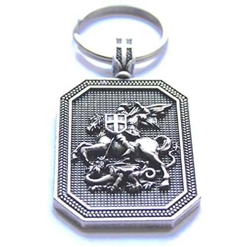 SWORLDesigns Sankt George Beschütze Uns Schlüsselanhänger mit Geschenkbeutel (Anhänger misst ca. 5,5cm x 3cm) von SWORLDesigns