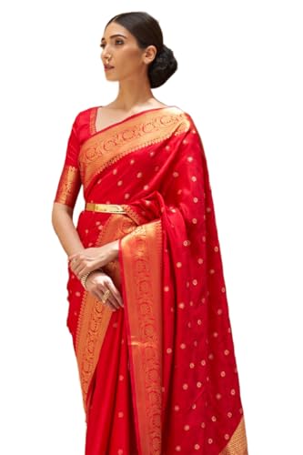 SWORNOF Damen Kanjivaram Banarasi Saree Patola Sari, Rot, Einheitsgr��e von SWORNOF