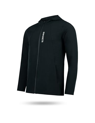 SWORTS Essential Sportjacke Herren · Winddichte Laufjacke mit Kapuze · Leichte Windbreaker Trainingsjacke von SWORTS