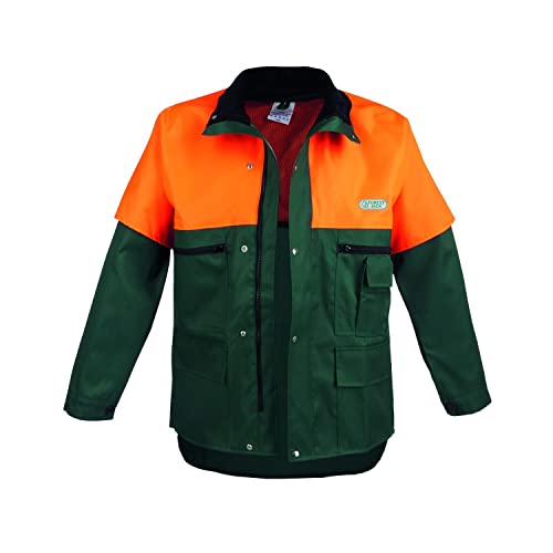 SWS Forst GmbH Forstjacke Herren mit Schnittschutz (Größe: XXL) – Robuste Schnittschutzjacke für Motorsäge & Waldarbeit – Warnschutzjacke grün/leuchtorange von SWS Forst GmbH