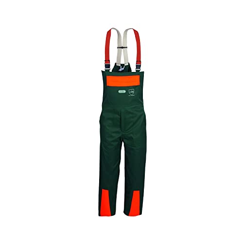 SWS Forst GmbH Schnittschutzhose Herren (Größe: 48) – Forst Latzhose mit Schnittschutz & Cargo-Taschen – Arbeitshose Forstarbeit Grün/Orange von SWS Forst GmbH