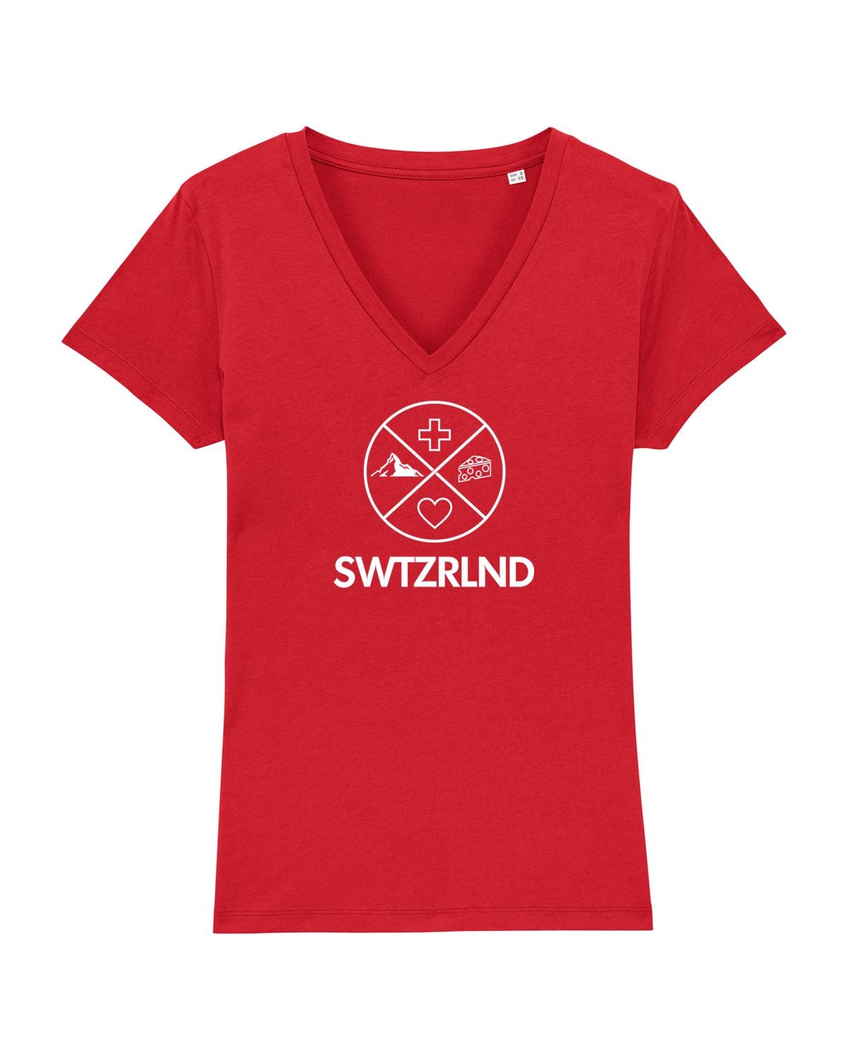 Swtzrlnd Damen T-Shirt V-Ausschnitt Schweiz Schwiiz Switzerland Suisse Svizzera Swiss in Rot, Schwarz, Grau Und Weiss Swtzrlnd Damen T-Shirt V-Ausschnitt Schweiz Schwiiz Switzerland Suisse Svizzera Swiss in Rot, Schwarz, Grau Und Weiss von SWTZRLND