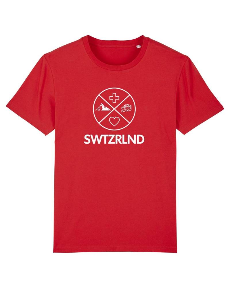 Swtzrlnd Herren T-Shirt Schweiz Schwiiz Switzerland Suisse Svizzera Swiss in Rot, Schwarz, Grau Und Weiss von SWTZRLND