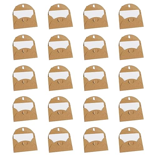 SWYSGS 20Pcs Mini Kraftpapier Umschläge mit herzförmiger Schließe, kleiner Umschlag mit leeren Karten Grußkarten (10.5 x 7.5 cm) von SWYSGS