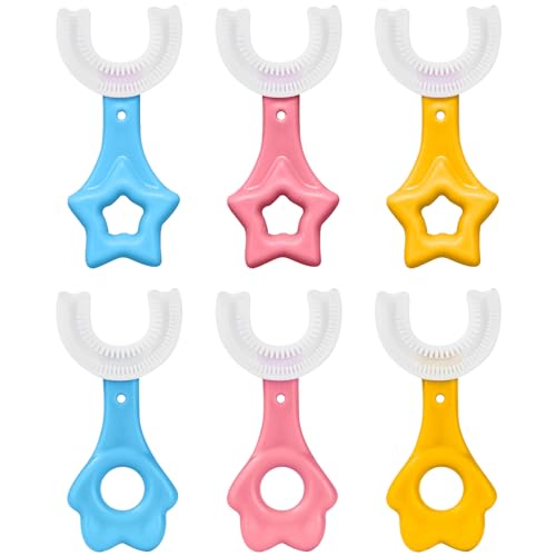 SWYSGS Kinder U Förmige Zahnbürste, 6 Stück Silikon Kinderzahnbürste U Form 2-6 Jahren, 360 Grad Zahnbürste für den Ganzen Mund, Manuelle Zahnbürste Massage Zahnfleisch(2-6 Jahren) von SWYSGS