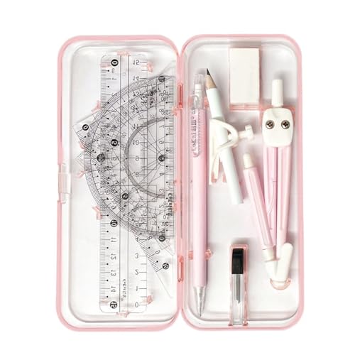 SWYSGS Zirkel Set Geometrieset 9-Teilig - Starterset für die Grundschule - mit Zirkel, Geodreieck, Parabel, Bleistift, Lineal, Spitzer in robuster box von SWYSGS