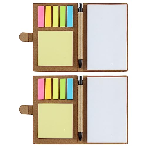 SWYYSGS 2 Packs Spirale Notizbuch Kraftpapier Abdeckung Notizblock mit Stift, Haftnotizen und Marker farbige Index Tabs, Tasche Business Notizbuch von SWYSGS