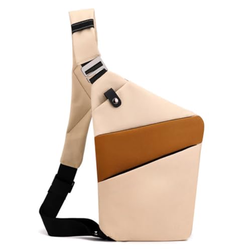 Anti Diebstahl Designer Umhängetasche (Gelbes Khaki mit Braun linke Schulter) von SWZEC