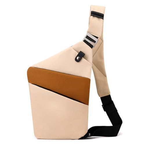 Anti Diebstahl Designer Umhängetasche (Gelbes Khaki mit Braun rechte Schulter) von SWZEC