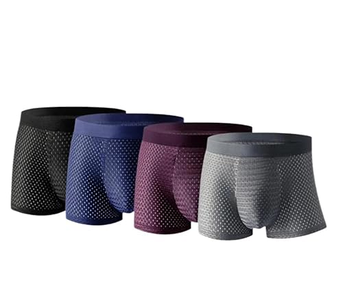 Boxhero Boxer aus Bambusfasern Boxershorts Bambus Underwear Weiche | Best Fit (Blau + Schwarz + Grau + Rot,XL （55-65kg）) von SWZEC