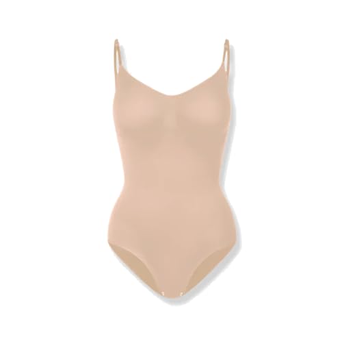 Creamy Fabrics Bodysuit Sculpting Shapewear mit String (Beige,XXXL) von SWZEC