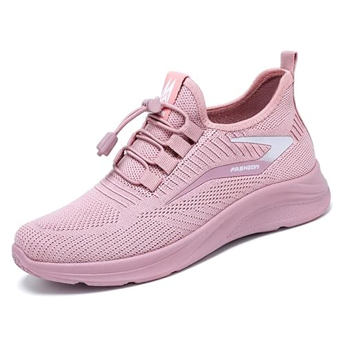 Damen Sportschuhe Schwarz，Damen Freizeitschuhe, atmungsaktive Turnschuhe Weiche Sohle für Komfort (Pink,41) von SWZEC