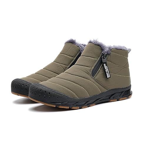 Damen Winter-Schneestiefel Mit Fell Gefüttert Warme Stiefeletten Zum Hineinschlüpfen Wasserdichte Outdoor-Schuhe Bequeme Schuhe für Damen (38,Grün) von SWZEC