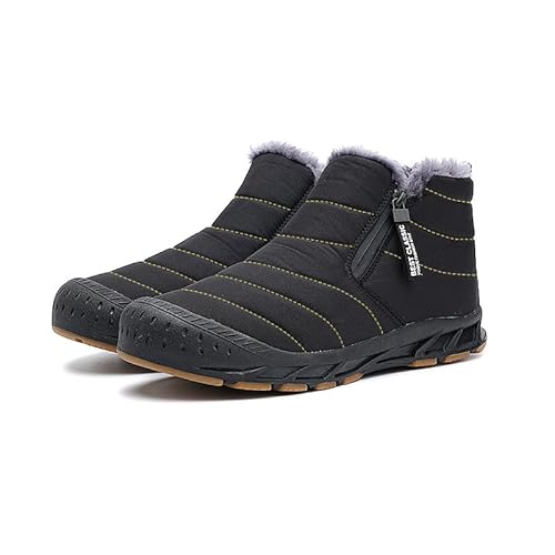 Damen Winter-Schneestiefel Mit Fell Gefüttert Warme Stiefeletten Zum Hineinschlüpfen Wasserdichte Outdoor-Schuhe Bequeme Schuhe für Damen (38,Schwarz) von SWZEC