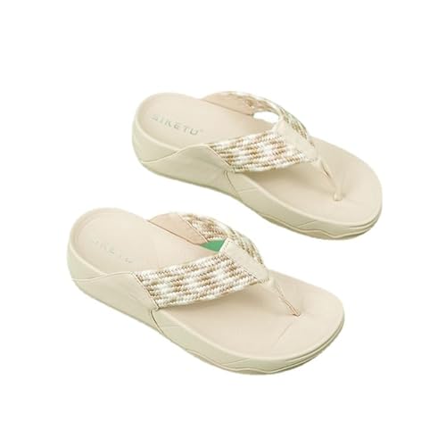 Damen orthopädische Kissen Flip Flops Erholung Walking Sandalen mit Arch Support Sommer bequem Sport Hausschuhe Größe 35-41 (38,Beige) von SWZEC