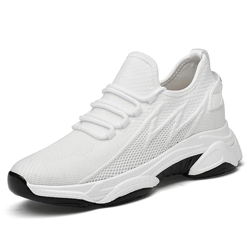 ELEVATESHOES Schuhe die größer Machen für Männer Sneaker mit Erhöhung 4-10cm (Weiß 8CM,45) von SWZEC